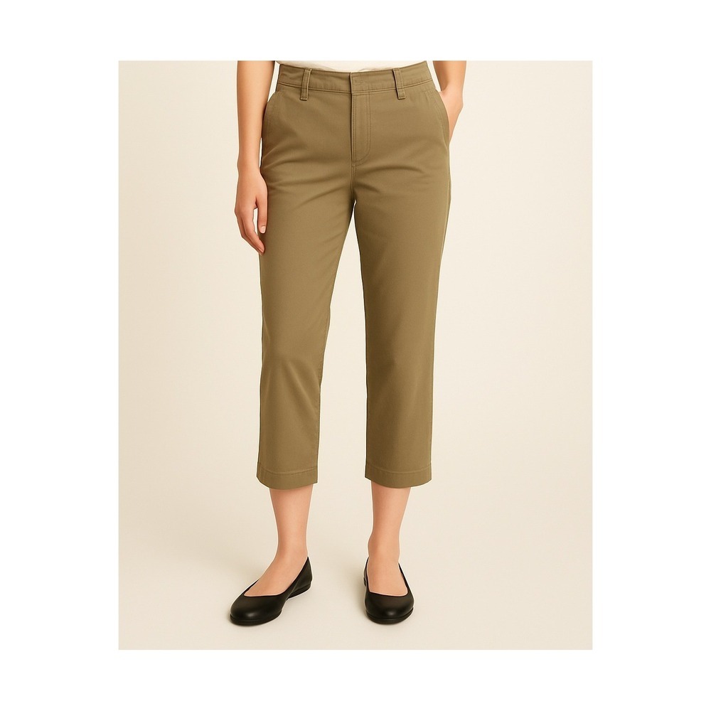 Gap Women OLIVE Khaki Capri Pants Size 8 Flat Front‎ Casual Cropped